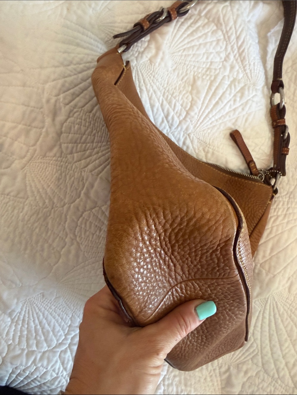 Coach Cognac Pebble Leather Shoulder Bag - Picture 8 of 10